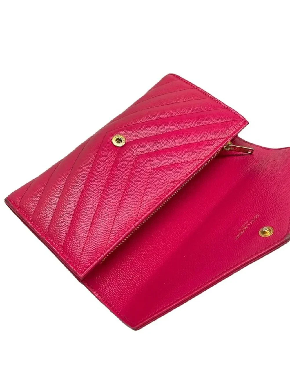 Saint Laurent Paris Wallet Monogram Large Flap Pink Zip Around Leather - Picture 3 of 15